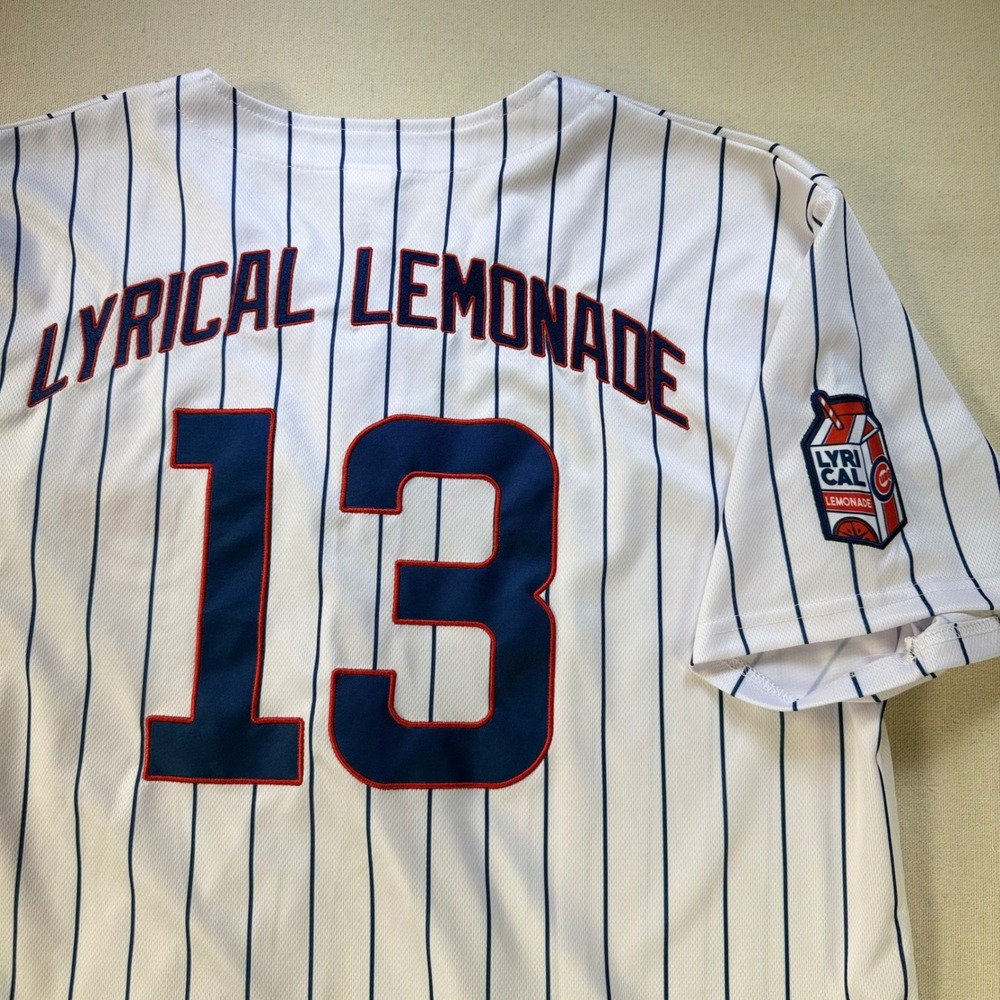 Lyrical Lemonade Chicago Cubs Baseball Jersey White Pinstripe 13 Mens XL